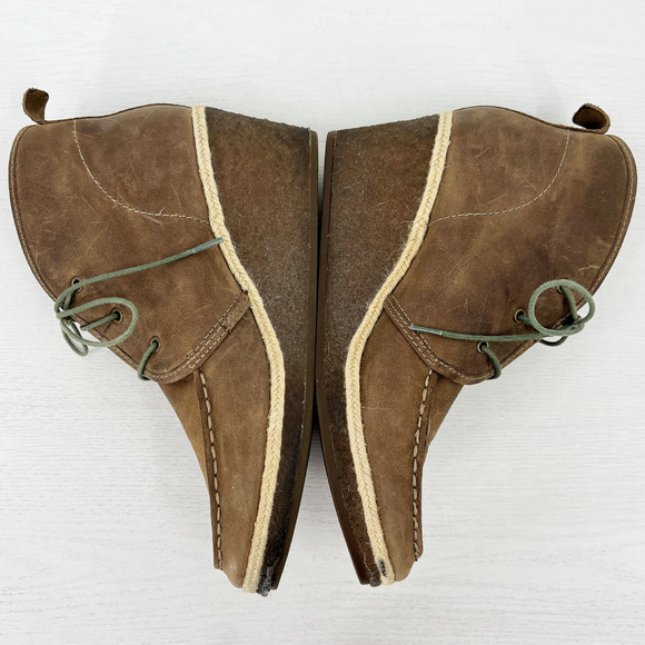 Olukai Wali Brown Suede Leather Wedge Ankle Boots Lace Up Size 8 - Picture 4 of 12